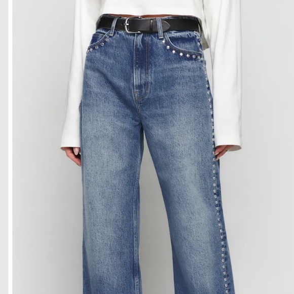 Reformation cary high rise slouchy wide leg short jeans - Picture 3 of 4